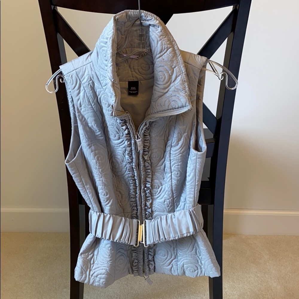 White House Black Market Rosette Silver Vest